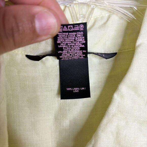 NWT Victoria Secret Romper 100% Linen Lemon Yellow Roll 3/4 Sleeves Size 12 - Picture 6 of 7